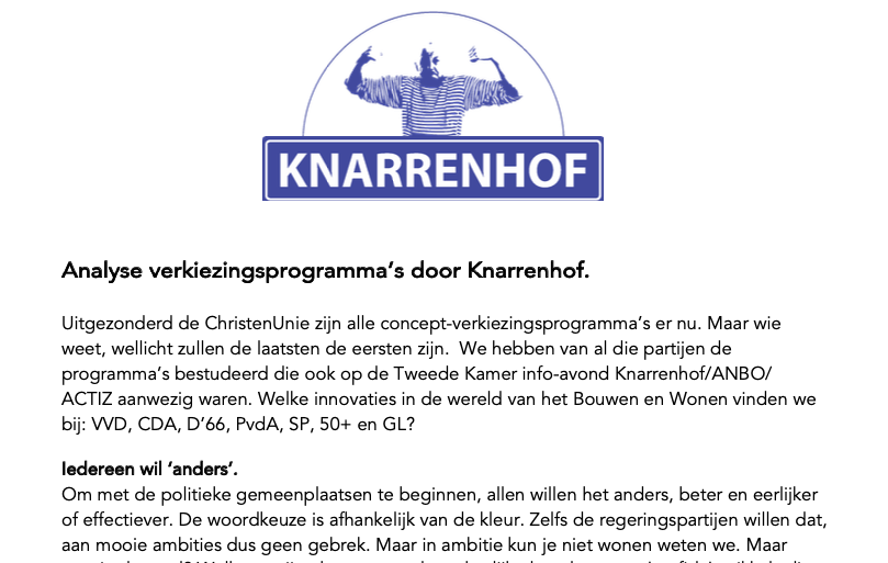 Knarrenhof analyseert verkiezingsprogramma's '21