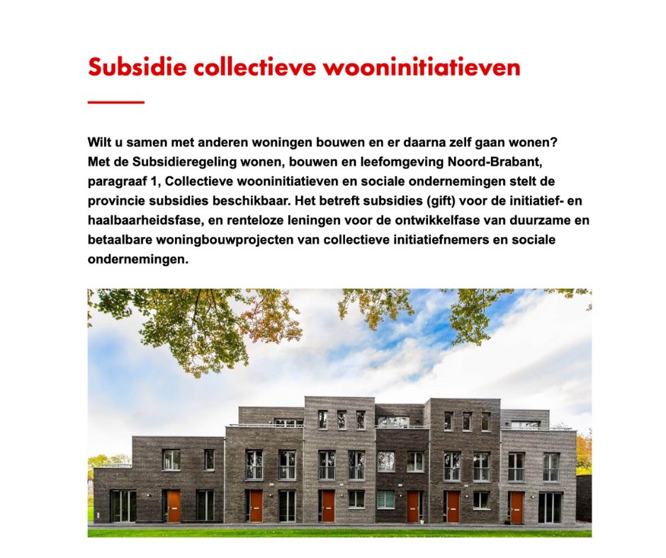 Subsidie collectieve wooninitiatieven in Brabant!